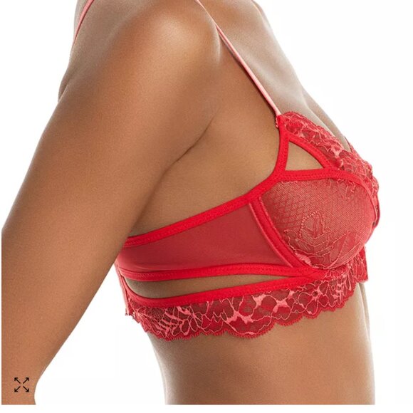 NWT Thistle & Spire Kane V-Wire Lace Bra, Size 34E (34dd), Color: Chilli (red) - Picture 3 of 10